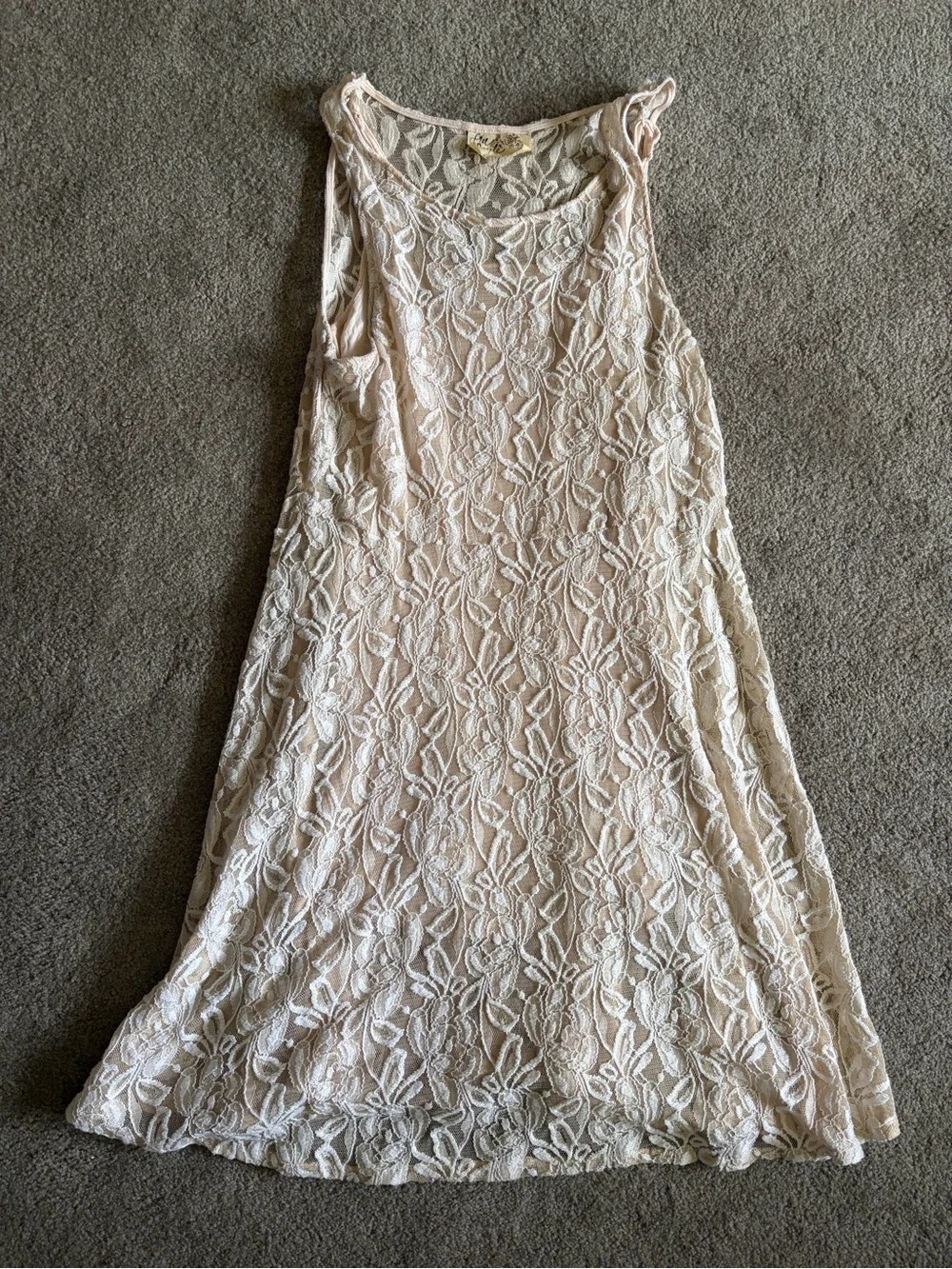Free People Cream Lace Sleeveless A-Line Dress